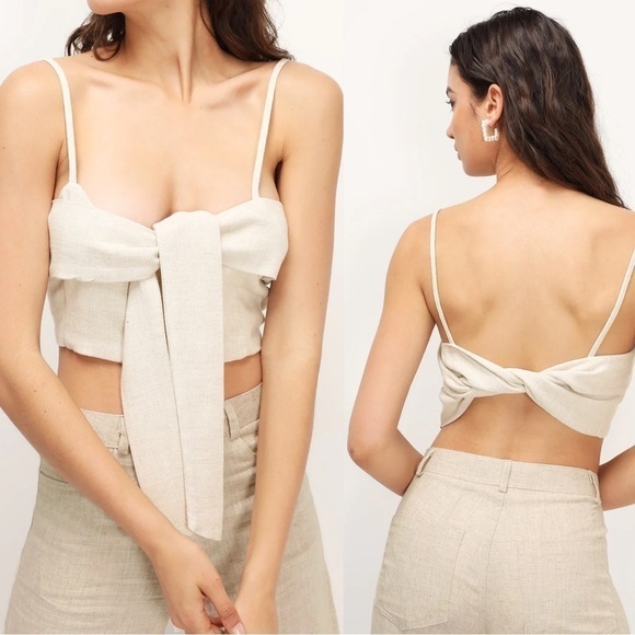 STORETS Blair Linen Wrap Bustier in Grey - Picture 1 of 9